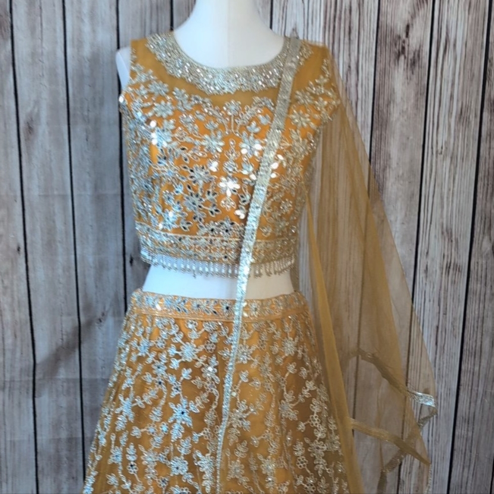 Yellow Embroidered Lehenga - Picture 4 of 16